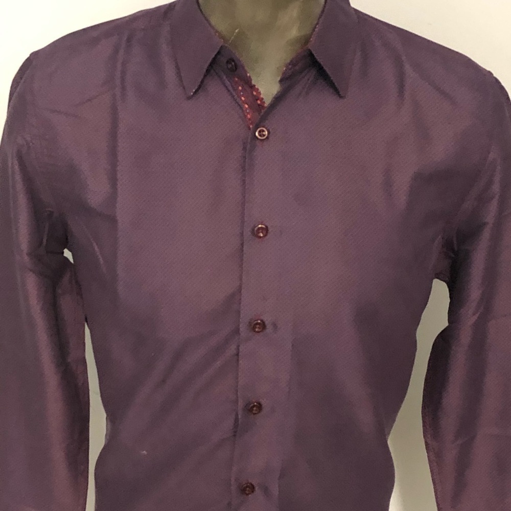 Deniko shirt button front purple modern fit M - Picture 2 of 4